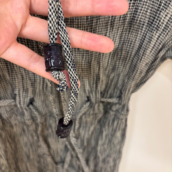 Vintage 90s Positive Attitude Navy White Black Gingham Crinkle Dress 4P - Picture 4 of 5